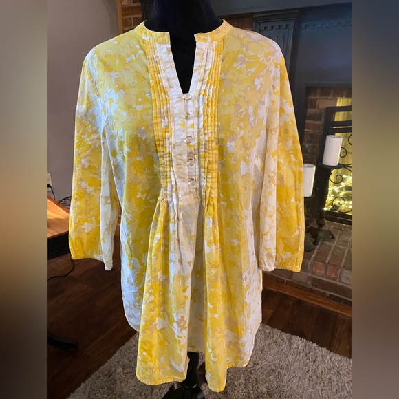 Tops - Yellow Floral Women's Blouse